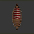 Vintage Viking Longship Featuring Wooden Hull Red White Striped Sail And Round Shields