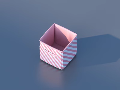 Cute Striped Storage Box With Pink And White Pattern For Home Organizing 3d model
