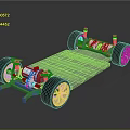 Detailed Automotive Components Chassis Structure Featuring Wheels And Electric Motor Design