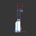 Aerial Work Platform Structure With Red Safety Guardrail Blue Metal Frame And White Control Box