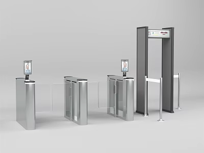 Modern Public Facilities Entrance Control With Security Gate Turnstile And Metal Detector 3d model