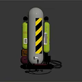 Industrial Cylindrical Device With Yellow Black Stripes Yellow Canister Black Hoses And Red Component