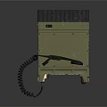 Military Grade Radio Communication Device With Blue LCD Display Control Buttons And Coiled Cable