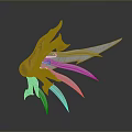 Golden Decorative Dragon Head Weapon With Silver Blades And Intricate Design