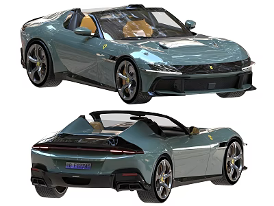 Light Blue Convertible Sports Car with Yellow Seats Sleek Design and Alloy Wheels 3d model