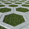 Hexagonal Concrete Pavers With Lush Green Grass In Geometric Outdoor Design