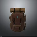 Brown Vintage Roll Top Backpack with Multiple Pockets Durable Material and Leather Straps 3d model
