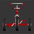 Red Tricycle With White Seat Silver Handlebars And Black Wheels On Reflective Surface