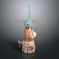 Detailed 3D Windmill Model With Tower Structure And Rotating Blades Design