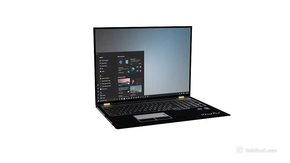 CHUWI Black Notebook Laptop With Open Screen Display And App Icons Interface 3d model