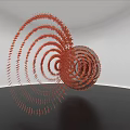 Red Spiral Decorative Ornament Set For Home Decor With Modern Artistic Layered Structure