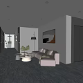 Hotel Corridor Interior Design Featuring Sofa Coffee Table Decorative Painting Carpet And Lighting