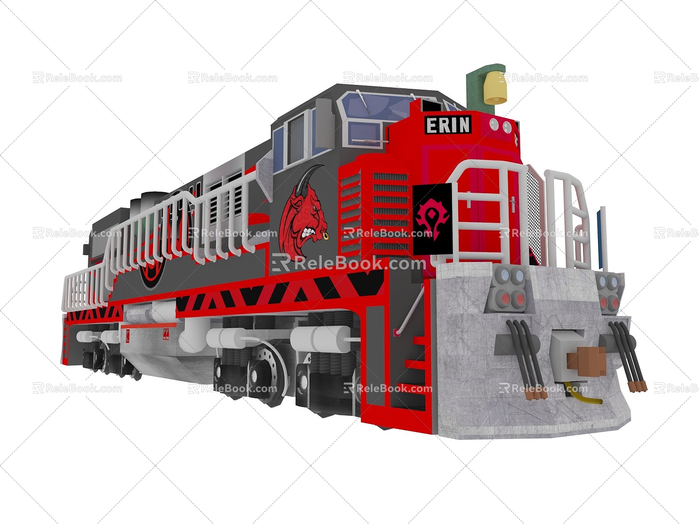 Cartoon locomotive abandoned locomotive park amusement facilities 3d model