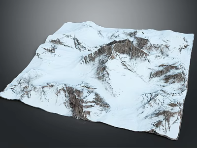 Snow Covered Mountain Range With Rocky Peaks And Natural Landscape 3d model