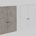 Double Swing Doors With Gray Textured Surface And Black Handles Design