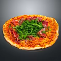 Delicious Pizza Topped With Prosciutto Fresh Arugula Melted Cheese And Crispy Crust