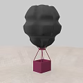 Black Hot Air Balloon Shaped Playground Equipment With Purple Base And Red Stand