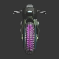 Futuristic Concept Motorcycle With Colorful Blue Pink Rims And Character Graphic Design
