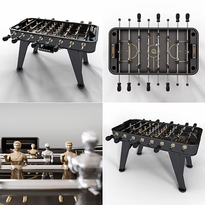 Stable Indoor Foosball Table With Metal Player Figures And Black Tabletop Design 3d model
