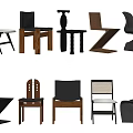 Stylish Modern Dining Chairs With Various Unique Designs And Ergonomic Backrest Structures 3d model