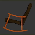 Modern Rocking Chair With Wooden Frame And Gray Stitched Cushion