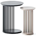 Modern Round Dining Tables Black And Light Colored With Slender Column Legs 3d model