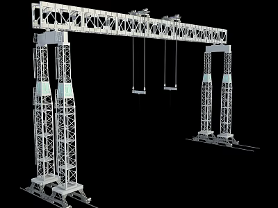 Industrial Gantry Crane With Metal Frame Hanging Cables And Track System 3d model