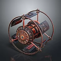 Vintage Mechanical Household Device With Copper And Black Circular Metal Frame