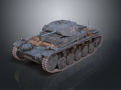 Military Tank Design With Number 24 Tracks Cannon And Metal Exterior 3d model