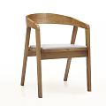 Modern Wooden Single Chair With Armrest Padded Seat And Natural Color Design