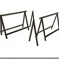 Two Sturdy Wooden A Frame Supports With Cross Bars And Stable Base