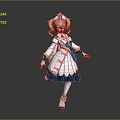 Anime Style Fantasy Character 3D Model With Pink Twin Tails And Blue White Costume