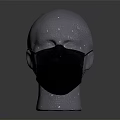 White Mannequin Head Wearing Black Face Mask With Small Dots On Dark Background