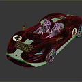 Black Open Top Sports Car With White Stripes Number 4 Sleek Modern Design