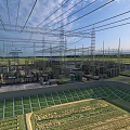 High Voltage Transmission Towers And Substation Facilities In Green Field Area