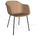 Modern Minimalist Beige Plastic Outdoor Chair With Curved Backrest And Black Metal Legs