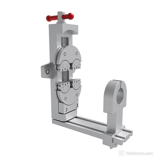 Industrial Mechanical Clamp Fixture With Adjustable Jaws Bolt Mechanism And Metal Base Frame 3d model 