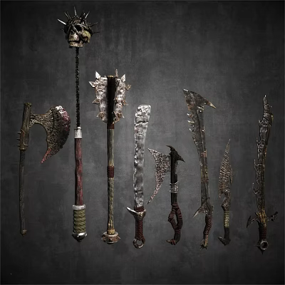ornaments european medieval cold weapons antique worn-out weapons 3d model
