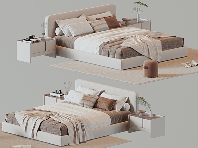 Bed with double bed 3d model