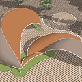 Pocket Park Corridor Pavilion Square Sketch Landscape Sketch Curve Roof Shaped 3d model