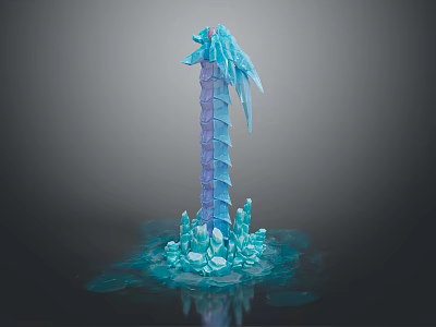 Game Movie Frozen Character With Spiral Column Body Dragon Head Icy Base And Crystal Details 3d model