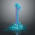 Game Movie Frozen Character With Spiral Column Body Dragon Head Icy Base And Crystal Details