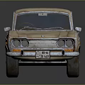 Rusty Vintage Classic Car With Old Exterior And Retro Design Details