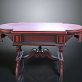 Classic Mahogany Table With Oval Top Carved Legs And Decorative Details