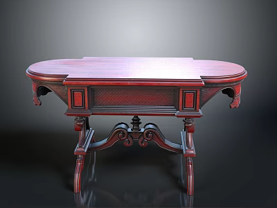Classic Mahogany Table With Oval Top Carved Legs And Decorative Details 3d model