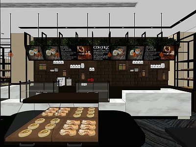 Modern Dessert Shop Interior With Stylish Display Counter And Fresh Pastries 3d model