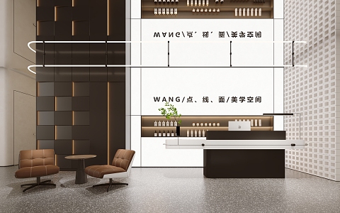 Front Desk Image Wall Reception Desk Cashier Shop Front Desk Beauty Salon Storage Cabinet 3d model