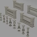 Stone Balustrades Featuring Various Styles And Ornate Components For Architectural Use 3d model