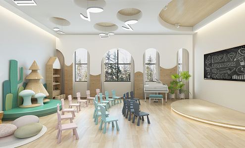 Modern kindergarten music classroom training institutions 3d model