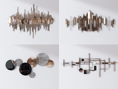 Modern Wall Decor With Various Geometric Metal Shapes And Abstract Designs 3d model